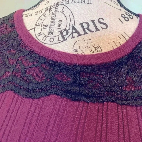 Roz & Ali Short Sleeve Fit and Flare Dress Dark Berry Women’s Large Petite LP - Picture 5 of 7